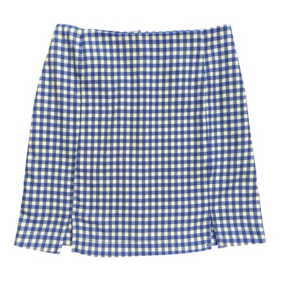 Love on a Hanger Flannel Blue & White Gingham Checkered Mini Skirt Size 3 - Picture 1 of 6